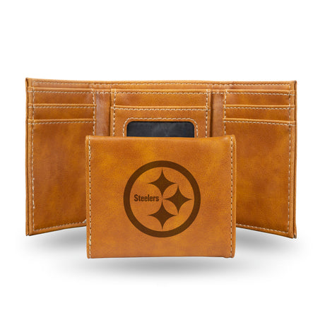 NFL Pittsburgh Steelers Laser Engraved Trifold Wallet Fan Gear NFL Pittsburgh Steelers