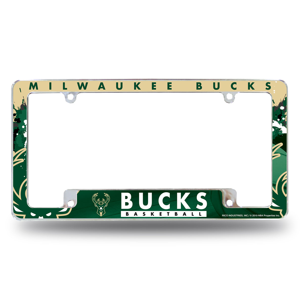 NBA Milwaukee Bucks All Over Chrome Frame Fan Gear NBA Milwaukee Bucks