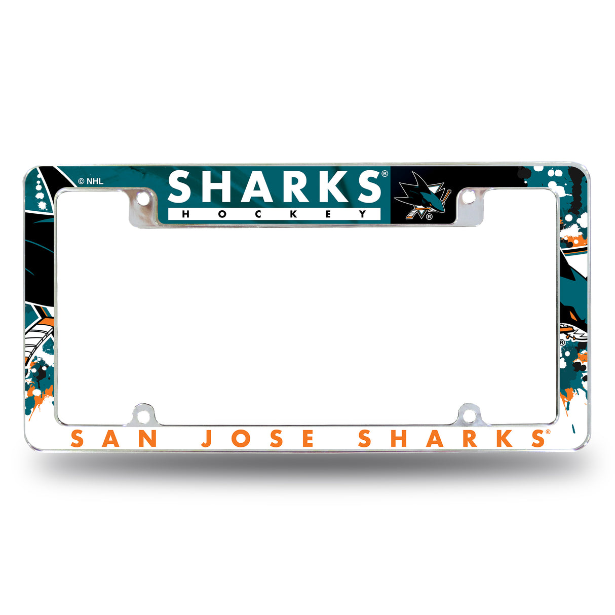 NHL San Jose Sharks All Over Chrome Frame Fan Gear NHL San Jose Sharks