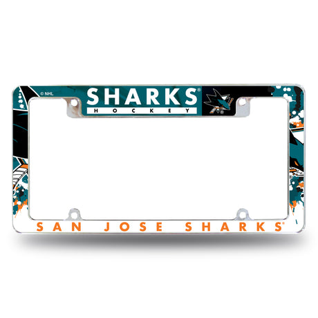 NHL San Jose Sharks All Over Chrome Frame Fan Gear NHL San Jose Sharks