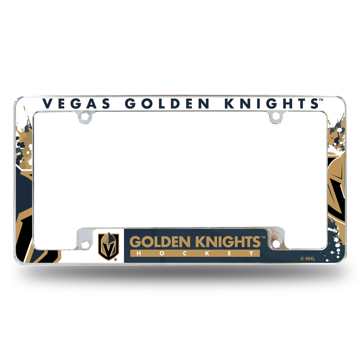 NHL Vegas Golden Knights All Over Chrome Frame Fan Gear NHL Vegas Golden Knights