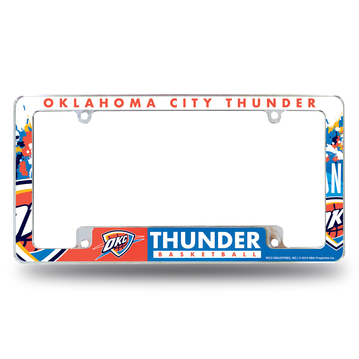 NBA Oklahoma City Thunder All Over Chrome Frame Fan Gear NBA Oklahoma City Thunder