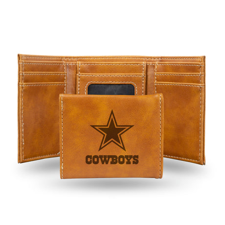 NFL Dallas Cowboys Laser Engraved Trifold Wallet Fan Gear NFL Dallas Cowboys