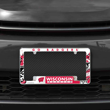 NCAA Wisconsin Badgers All Over Chrome Frame Fan Gear NCAA Wisconsin Badgers