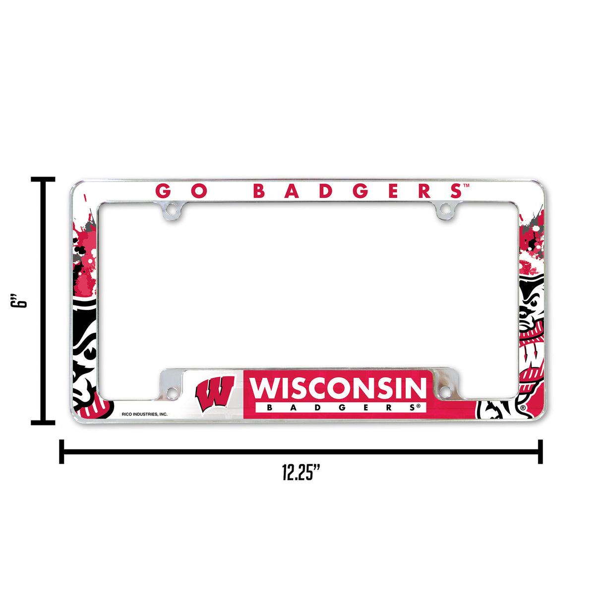 NCAA Wisconsin Badgers All Over Chrome Frame Fan Gear NCAA Wisconsin Badgers
