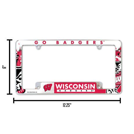 NCAA Wisconsin Badgers All Over Chrome Frame Fan Gear NCAA Wisconsin Badgers