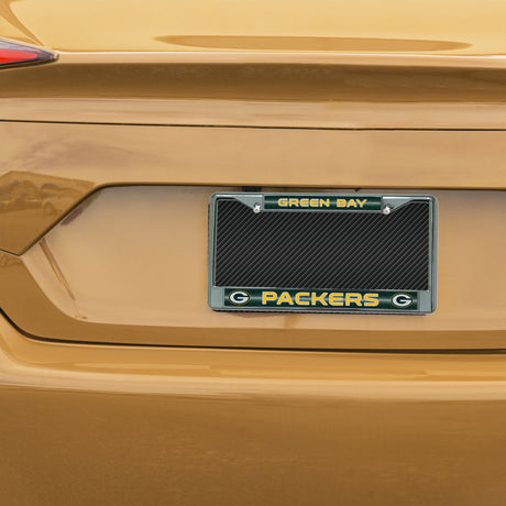 NFL Green Bay Packers Chrome Glitter License Plate Frame Fan Gear NFL Green Bay Packers