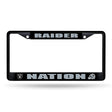 NFL Las Vegas Raiders Black Chrome License Plate Frame Fan Gear NFL Las Vegas Raiders