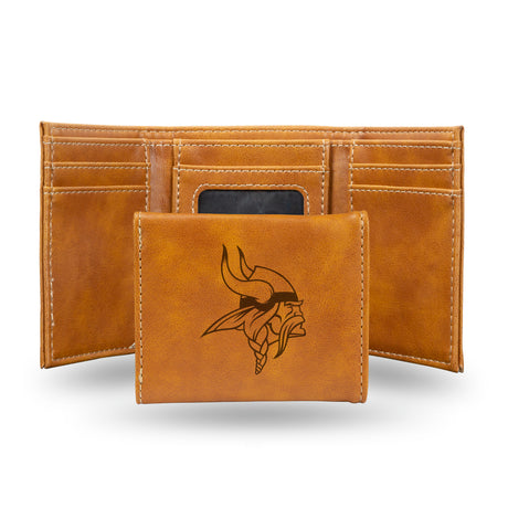 NFL Minnesota Vikings Laser Engraved Trifold Wallet Fan Gear NFL Minnesota Vikings