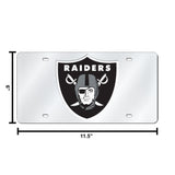 NFL Las Vegas Raiders Laser Cut Silver License Plate Tag Fan Gear NFL Las Vegas Raiders