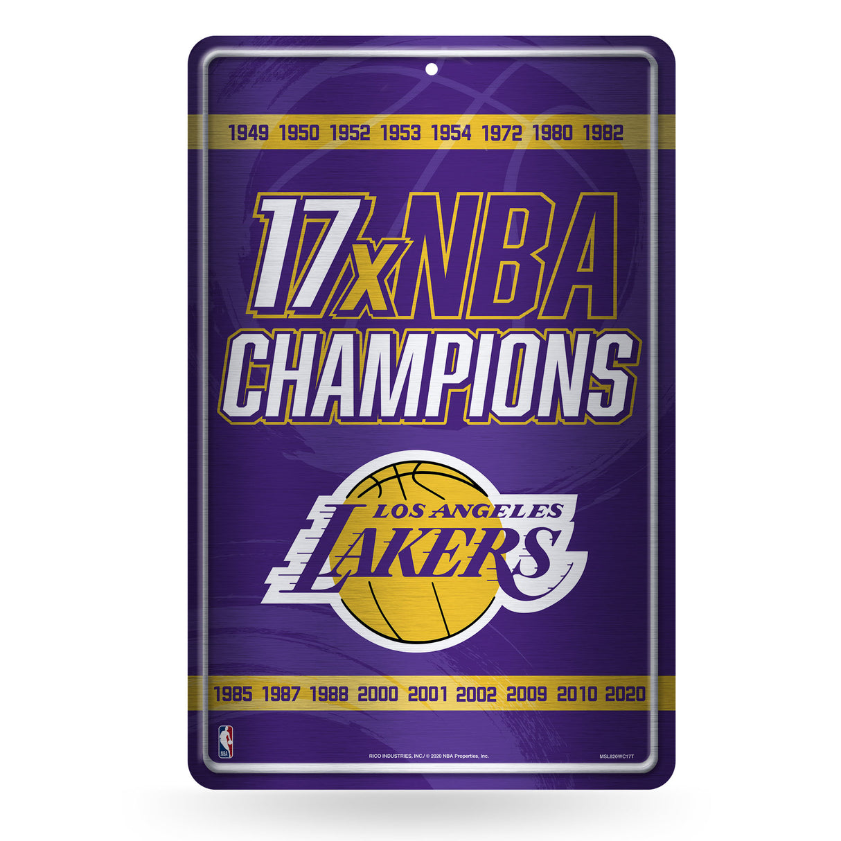 NBA Los Angeles Lakers Large Metal Sign Fan Gear NBA Los Angeles Lakers