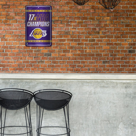 NBA Los Angeles Lakers Large Metal Sign Fan Gear NBA Los Angeles Lakers
