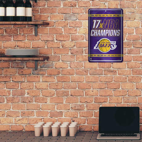 NBA Los Angeles Lakers Large Metal Sign Fan Gear NBA Los Angeles Lakers