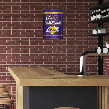 NBA Los Angeles Lakers Large Metal Sign Fan Gear NBA Los Angeles Lakers