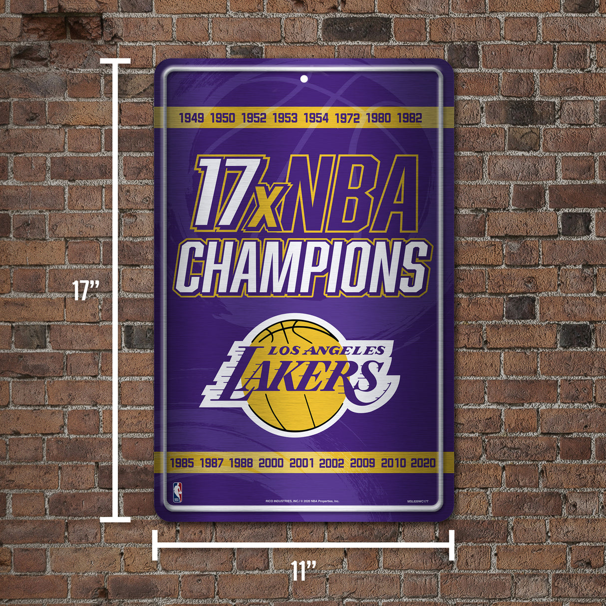 NBA Los Angeles Lakers Large Metal Sign Fan Gear NBA Los Angeles Lakers