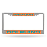 NFL Miami Dolphins Laser Cut Chrome License Plate Frame Fan Gear NFL Miami Dolphins