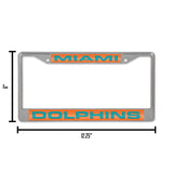 NFL Miami Dolphins Laser Cut Chrome License Plate Frame Fan Gear NFL Miami Dolphins