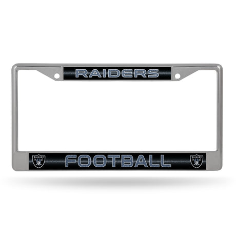 NFL Las Vegas Raiders Chrome Glitter License Plate Frame Fan Gear NFL Las Vegas Raiders
