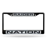 NFL Las Vegas Raiders Laser Cut Black Chrome License Plate Frame Fan Gear NFL Las Vegas Raiders