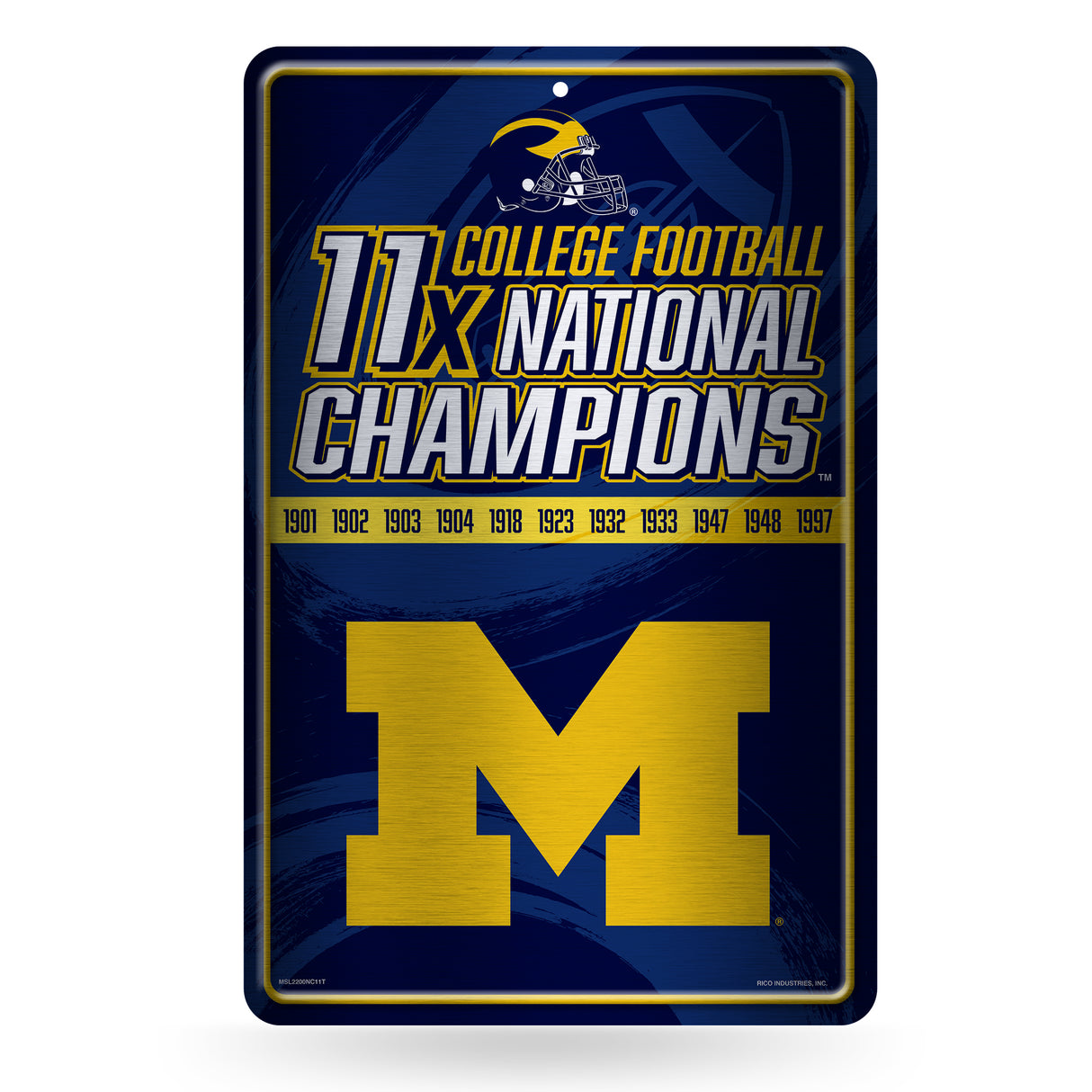 NCAA Michigan Wolverines Large Metal Sign Fan Gear NCAA Michigan Wolverines
