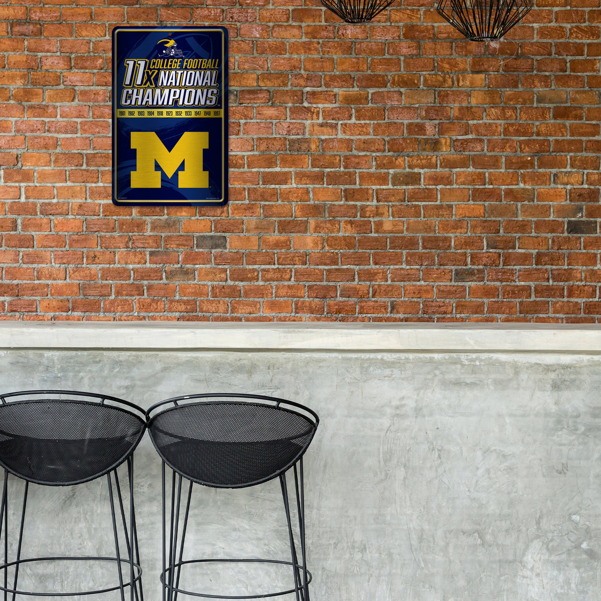 NCAA Michigan Wolverines Large Metal Sign Fan Gear NCAA Michigan Wolverines