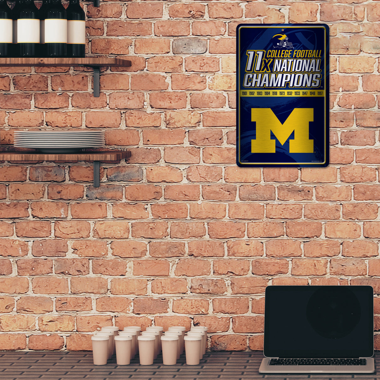 NCAA Michigan Wolverines Large Metal Sign Fan Gear NCAA Michigan Wolverines