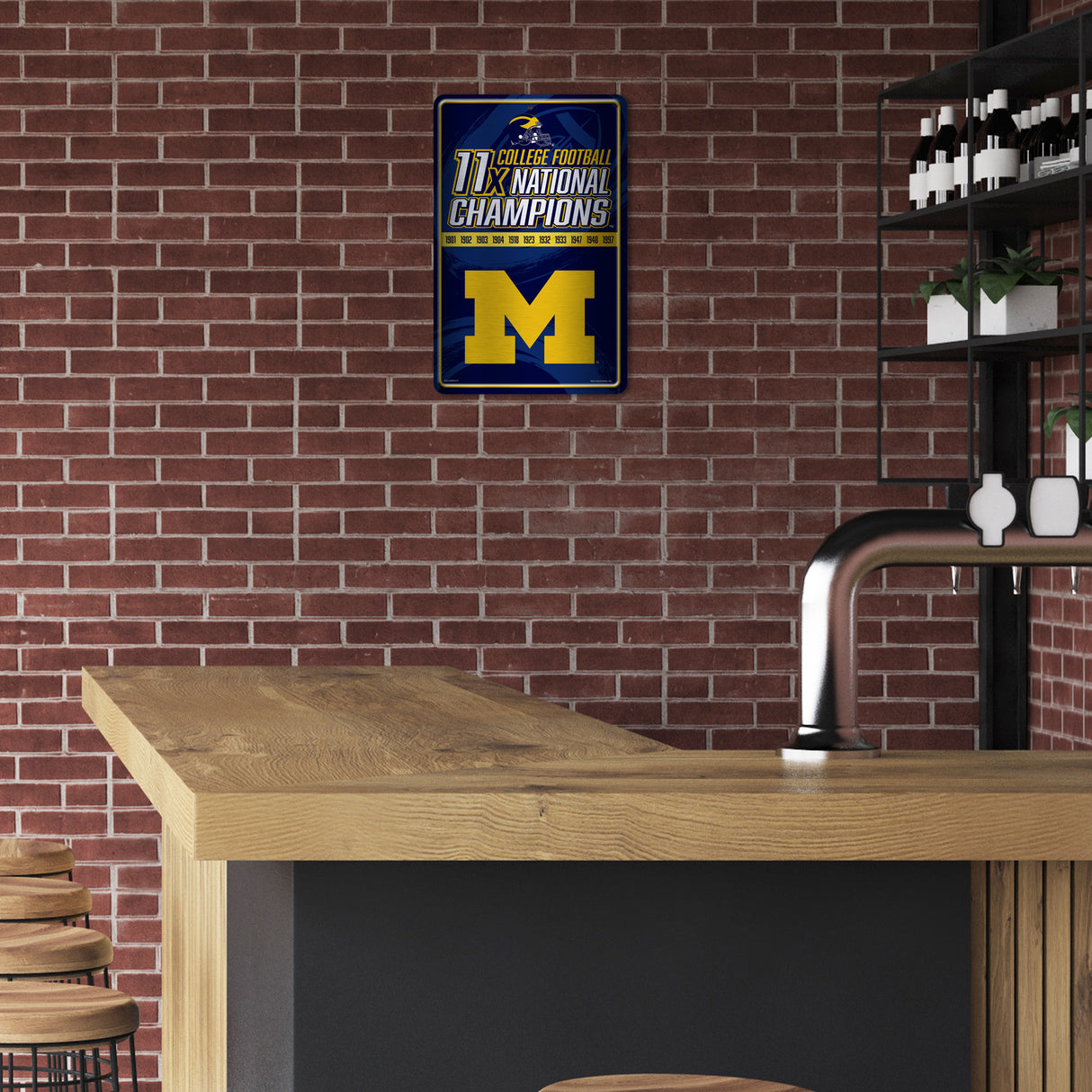 NCAA Michigan Wolverines Large Metal Sign Fan Gear NCAA Michigan Wolverines