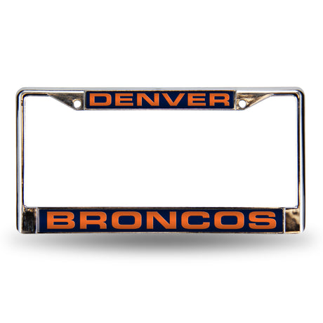 NFL Denver Broncos Laser Cut Chrome License Plate Frame Fan Gear NFL Denver Broncos