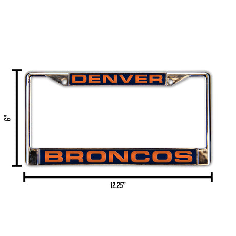 NFL Denver Broncos Laser Cut Chrome License Plate Frame Fan Gear NFL Denver Broncos