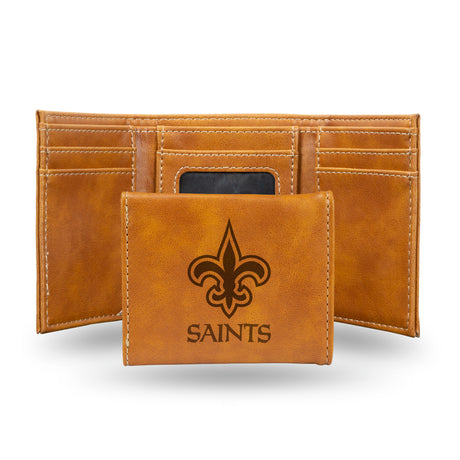 NFL New Orleans Saints Laser Engraved Trifold Wallet Fan Gear NFL New Orleans Saints