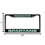 NCAA Michigan State Spartans Laser Cut Black Chrome License Plate Frame Fan Gear NCAA Michigan State Spartans