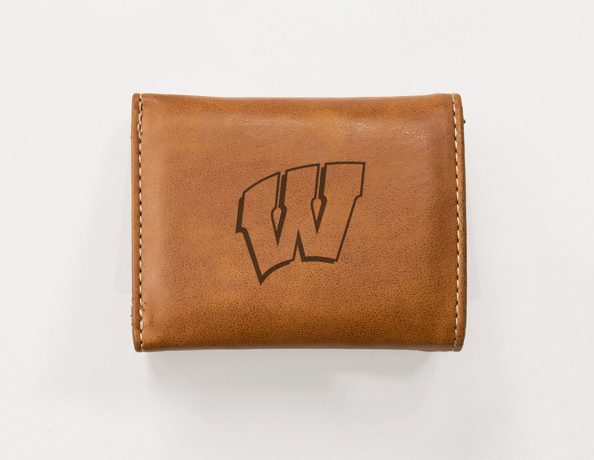 NCAA Wisconsin Badgers Laser Engraved Tri-Fold Wallet Fan Gear NCAA Wisconsin Badgers