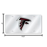 NFL Atlanta Falcons Laser Cut Silver License Plate Tag Fan Gear NFL Atlanta Falcons