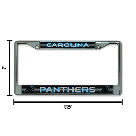 NFL Carolina Panthers Chrome Glitter License Plate Frame Fan Gear NFL Carolina Panthers