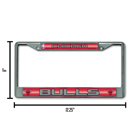 NBA Chicago Bulls Chrome Glitter License Plate Frame Fan Gear NBA Chicago Bulls