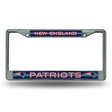 NFL New England Patriots Chrome Glitter License Plate Frame Fan Gear NFL New England Patriots