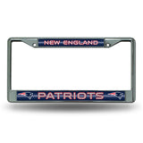 NFL New England Patriots Chrome Glitter License Plate Frame Fan Gear NFL New England Patriots