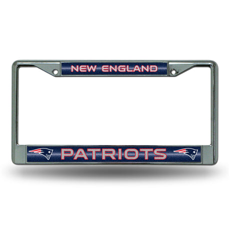 NFL New England Patriots Chrome Glitter License Plate Frame Fan Gear NFL New England Patriots