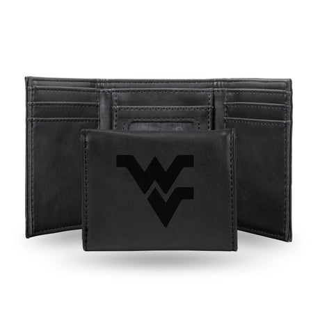 NCAA West Virginia Mountaineers Laser Engraved Tri-Fold Wallet Fan Gear NCAA West Virginia Mountaineers
