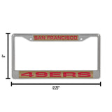 NFL San Francisco 49ers Laser Cut Chrome License Plate Frame Fan Gear NFL San Francisco 49ers