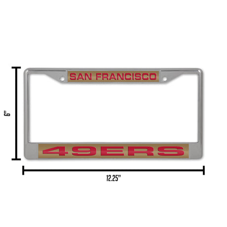 NFL San Francisco 49ers Laser Cut Chrome License Plate Frame Fan Gear NFL San Francisco 49ers