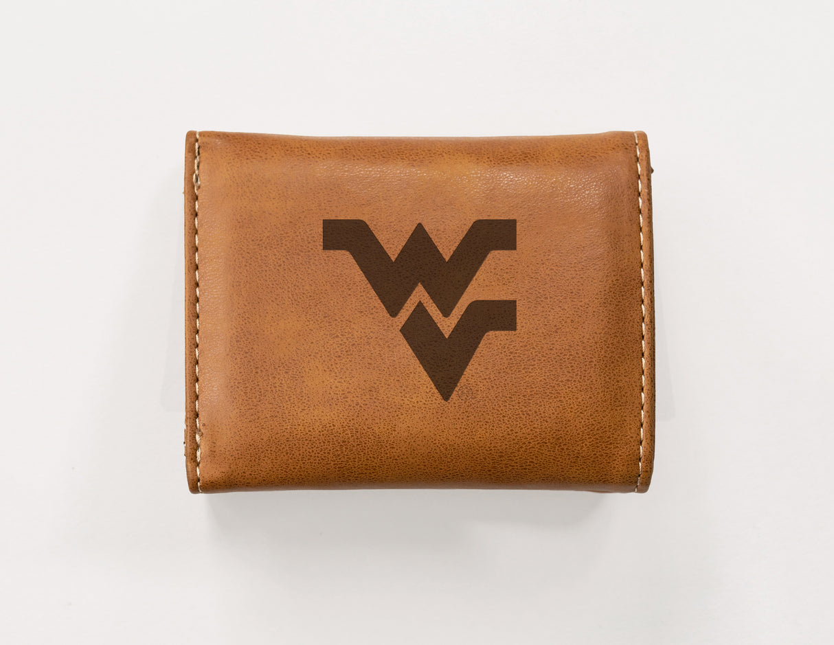 NCAA West Virginia Mountaineers Laser Engraved Tri-Fold Wallet Fan Gear NCAA West Virginia Mountaineers