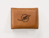 NFL Miami Dolphins Laser Engraved Trifold Wallet Fan Gear NFL Miami Dolphins