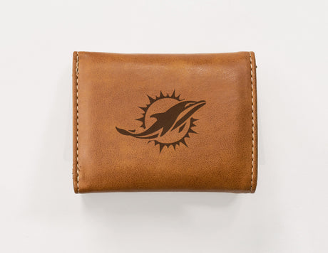NFL Miami Dolphins Laser Engraved Trifold Wallet Fan Gear NFL Miami Dolphins