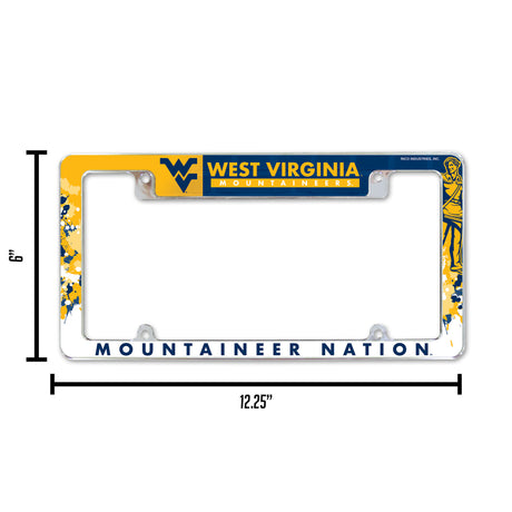 NCAA West Virginia Mountaineers All Over Chrome Frame Fan Gear NCAA West Virginia Mountaineers
