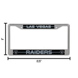 NFL Las Vegas Raiders Chrome Glitter License Plate Frame Fan Gear NFL Las Vegas Raiders