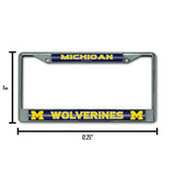 NCAA Michigan Wolverines Chrome Glitter License Plate Frame Fan Gear NCAA Michigan Wolverines