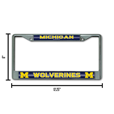 NCAA Michigan Wolverines Chrome Glitter License Plate Frame Fan Gear NCAA Michigan Wolverines