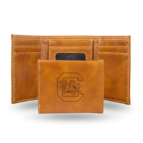 NCAA South Carolina Gamecocks Laser Engraved Tri-Fold Wallet Fan Gear NCAA South Carolina Gamecocks
