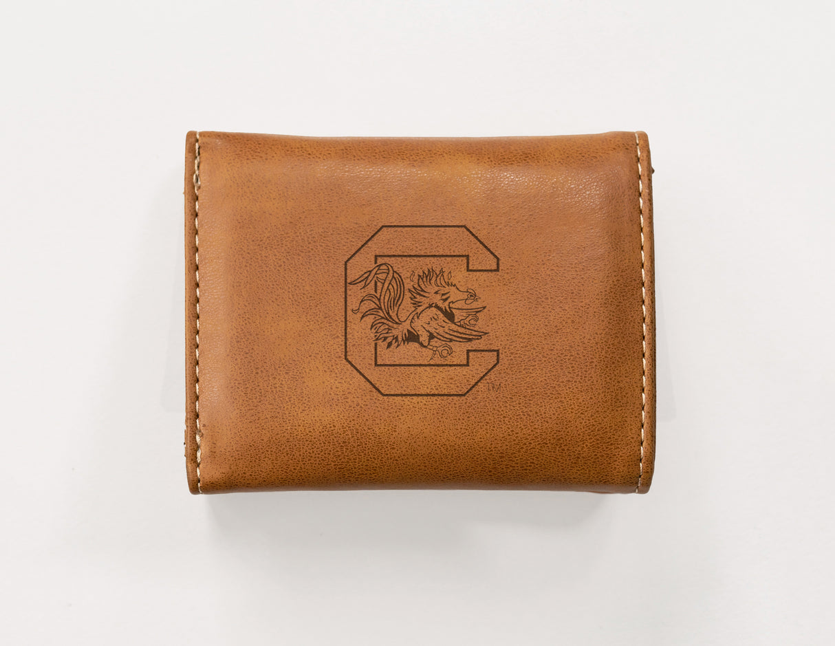 NCAA South Carolina Gamecocks Laser Engraved Tri-Fold Wallet Fan Gear NCAA South Carolina Gamecocks